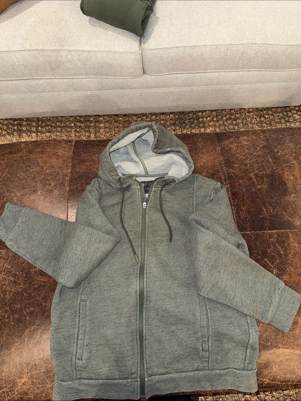 Figs Hooded Zip-Up Jacket - olive green